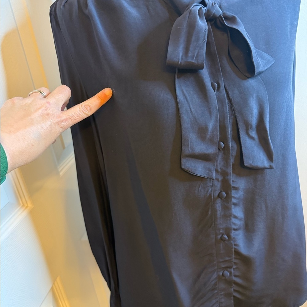 The Limited | Black Long Sleeve Tie Front Blouse | Sz Small - Picture 6 of 9